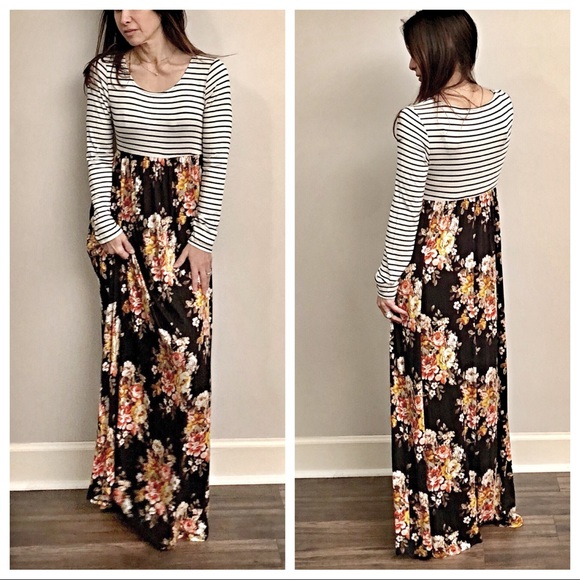 ✨LAST ONE ✨striped top floral skirt maxi dress - Picture 6 of 6